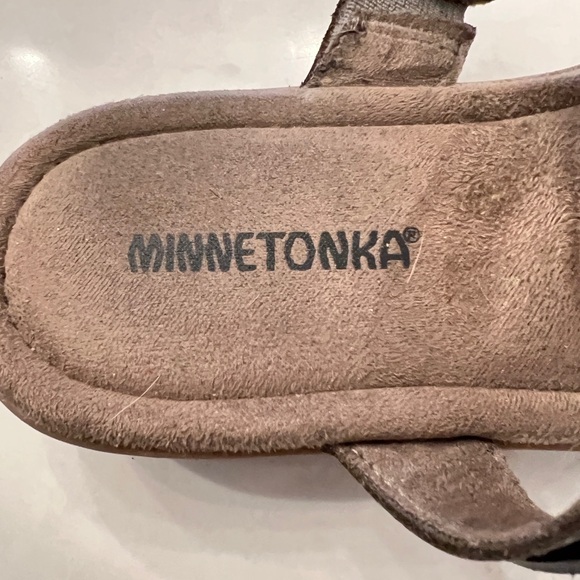 Minnetonka Silver Sandals with Metallic Embellishments - Picture 4 of 4